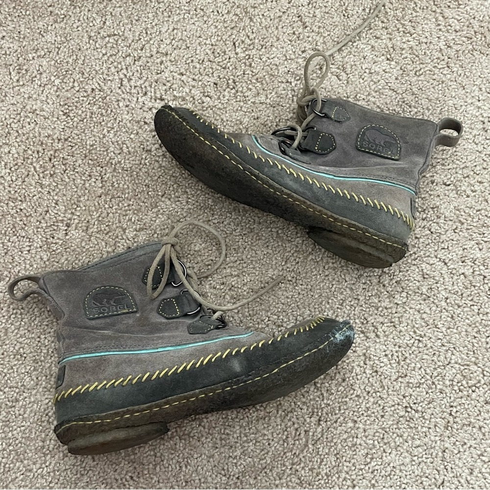 Sorel Joplin grey and blue  winter boots size 6.5